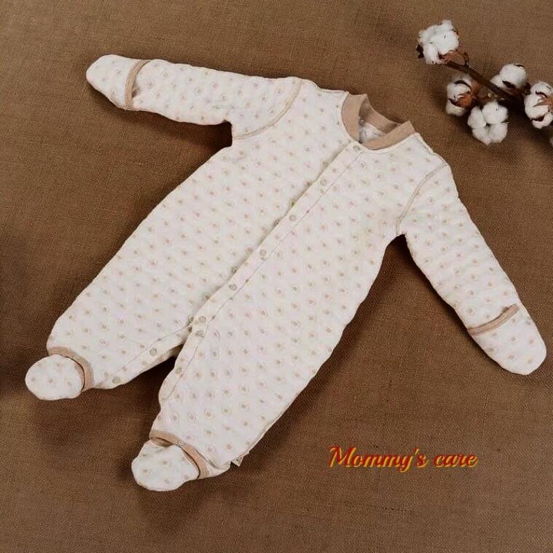 Body trần bông liền bao tay, bao chân 100% cotton hữu cơ Mommy's care