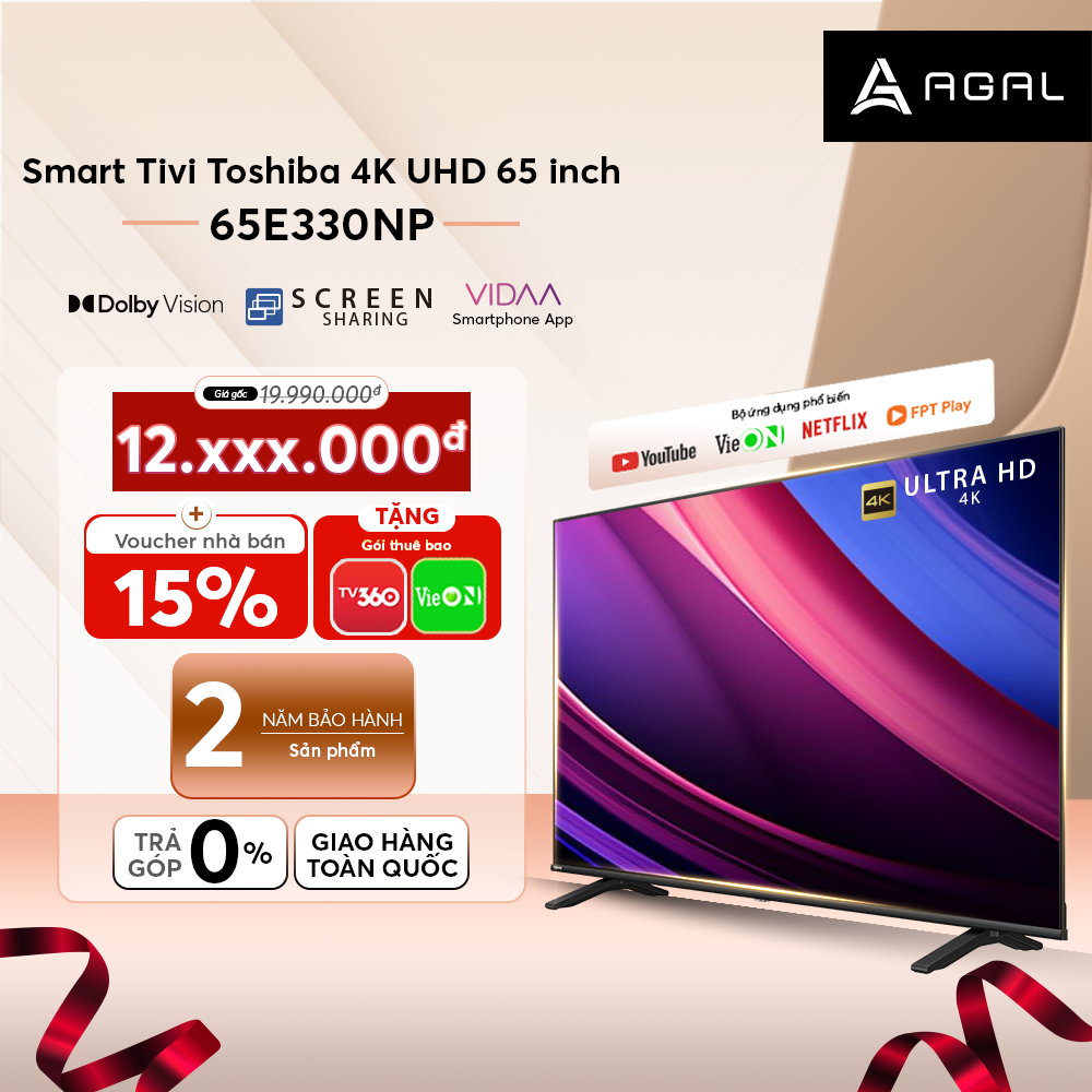 Smart Tivi Toshiba 65 inch 4K UHD 65E330NP, Giao Hàng Toàn Quốc - Hàng Chính Hãng