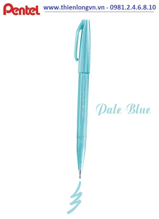 Bút lông viết thư pháp hiện đại Pentel SES15C-S2X xanh da trời nhạt; Calligraphy Fude Touch Sign - Pale blue