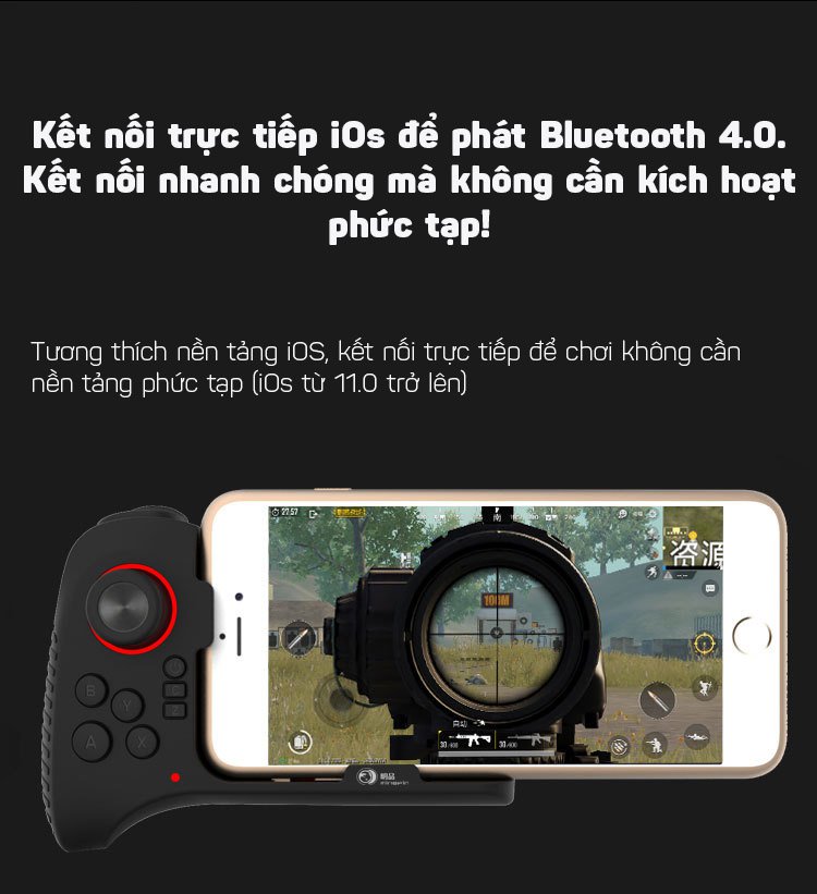 Tay cầm chơi game một bên chơi PUBG, Liên quân dùng cho iPhone, iPad Aturos GS5 - Hàng chính hãng