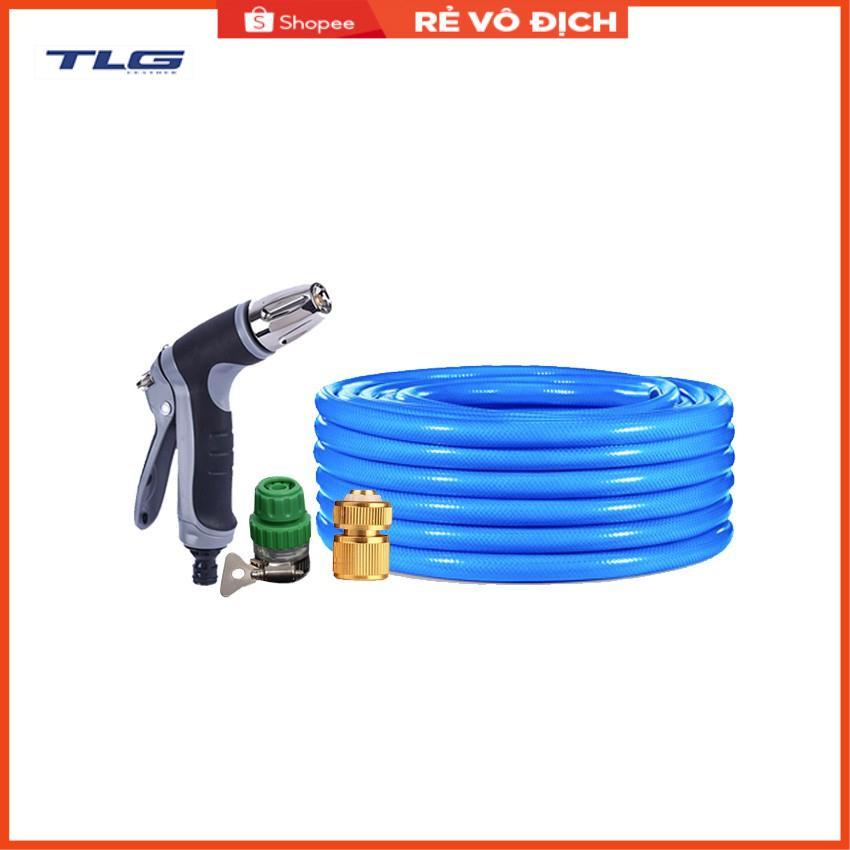 Bộ dây vòi xịt nước rửa xe,tưới cây tăng áp 3 lần 3-5m(cút đồng nối nhựa xanh) 206817