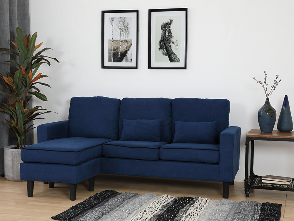 Sofa Góc L LUTHER Màu Xanh Dương Đậm Index Living Mall