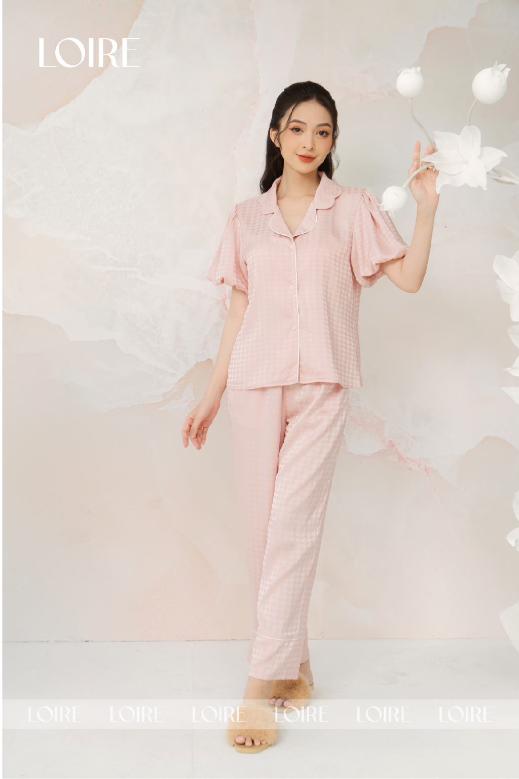 Bộ Đồ Ngủ Pijama Tay Bồng Họa Tiết Loirechic LPN32