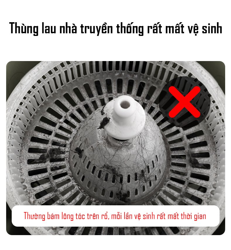 Thùng lau nhà ly tâm - Kmat! Công nghệ giặt vắt tự nâng thông minh