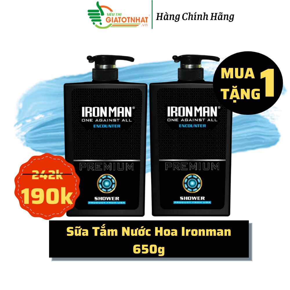 Sữa tắm hương nước hoa nam ironman humanity hero 650g + sữa tắm nam hương nước hoa dành cho da nhờn mụn ironman encounter 650g