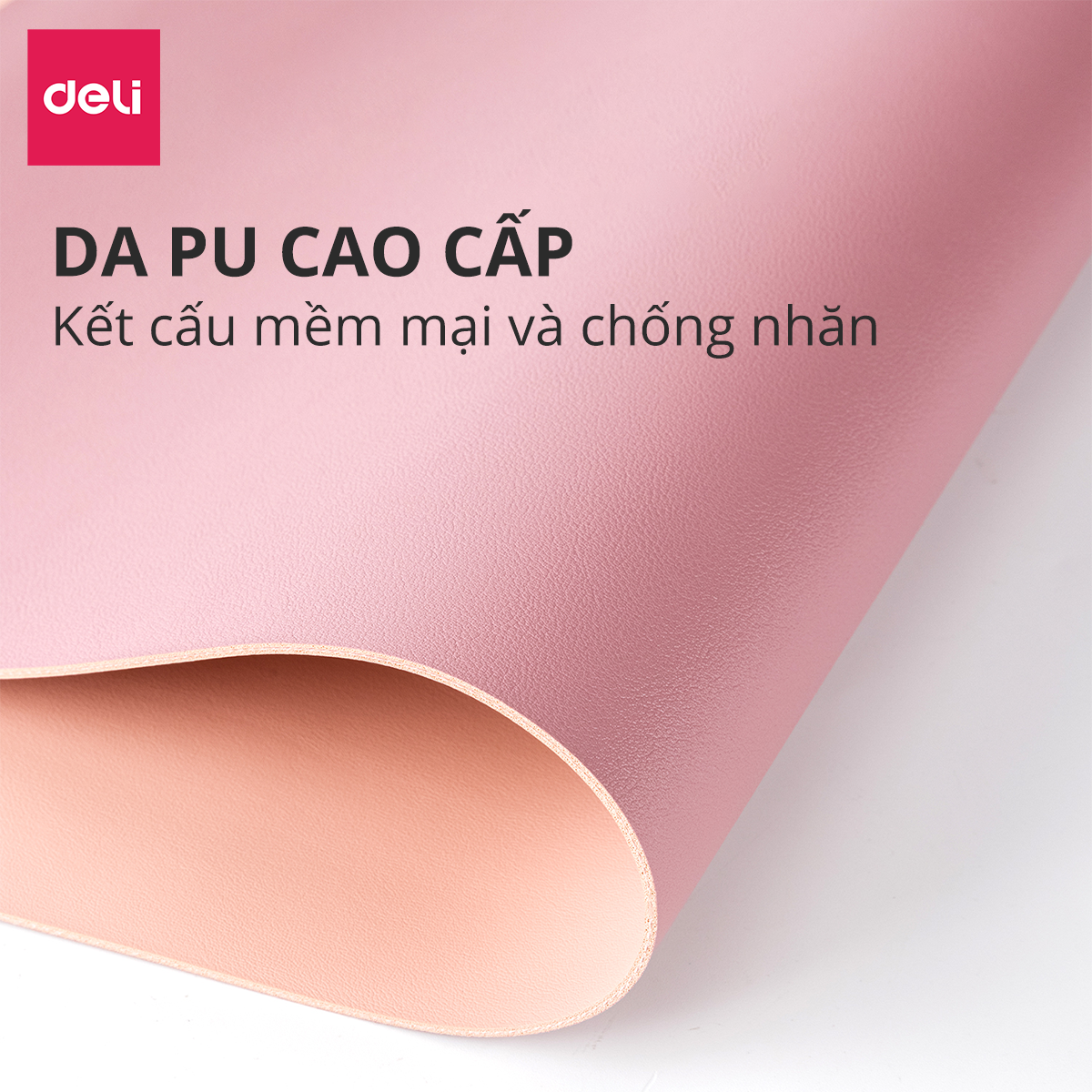 Bàn Di Chuột - Miếng Lót Chuột Hai Mặt Da PU Chống Nước Deli - Kiêm Deskpad Thảm Da, Trải Bàn Làm Việc - Nhiều Kích Cỡ Màu Sắc - Hàng Chính Hãng - VS782 VS783