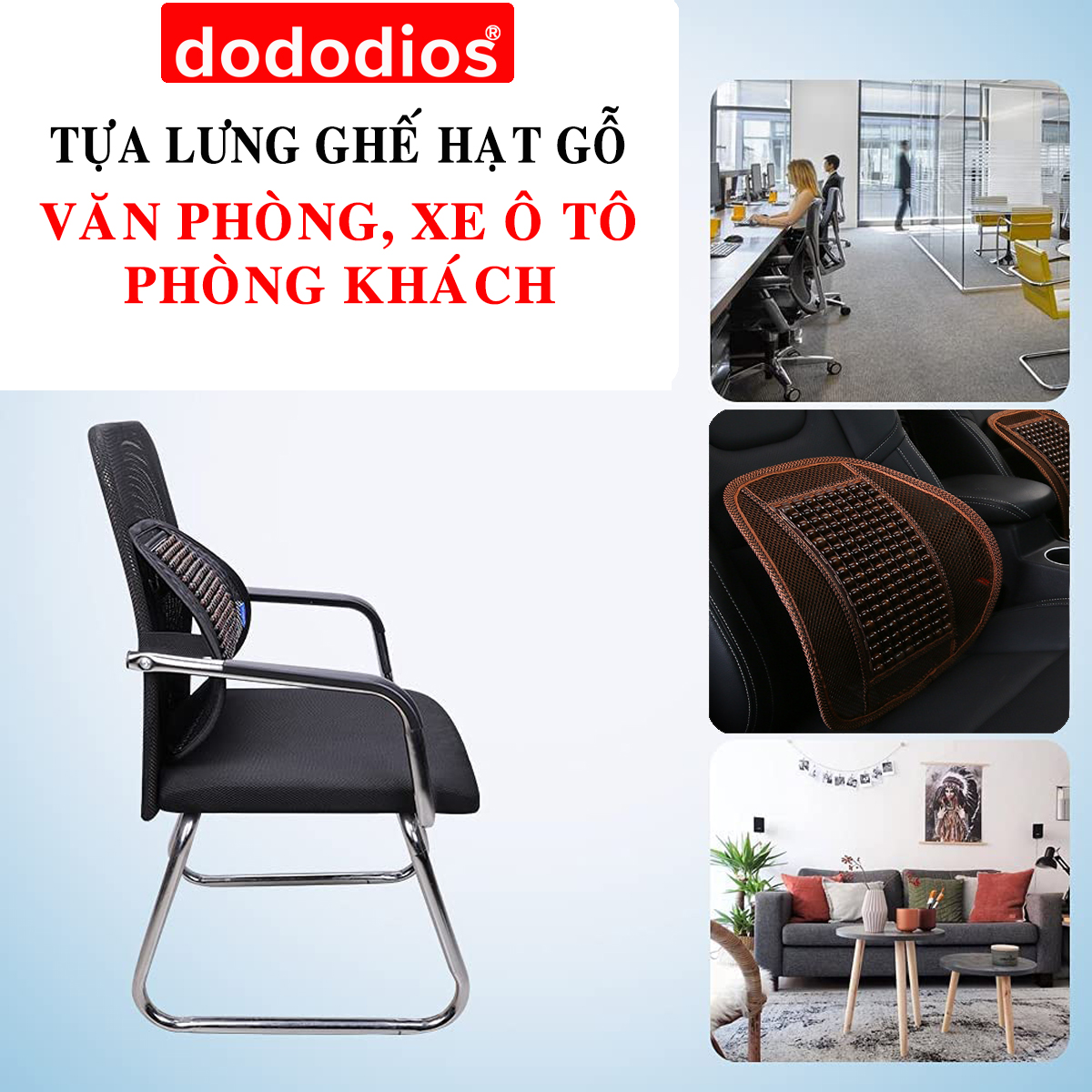 Miếng Lưới Tựa Lưng Ghế Hạt Gỗ Dành Cho Ô Tô Ghế Văn Phòng Cao Cấp – Miếng Tựa Lưng Ghế Hạt Gỗ Cho Dân Văn Phòng Chính Hãng Dododios – Màu Gỗ Sẫm Ngẫu Nhiên