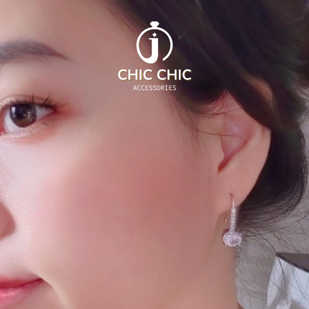 Bông tai Bạc Đính Đá Zircon Đơn Giản Thanh Lịch Thời Trang Nữ| Bông tai CHIC CHIC A98