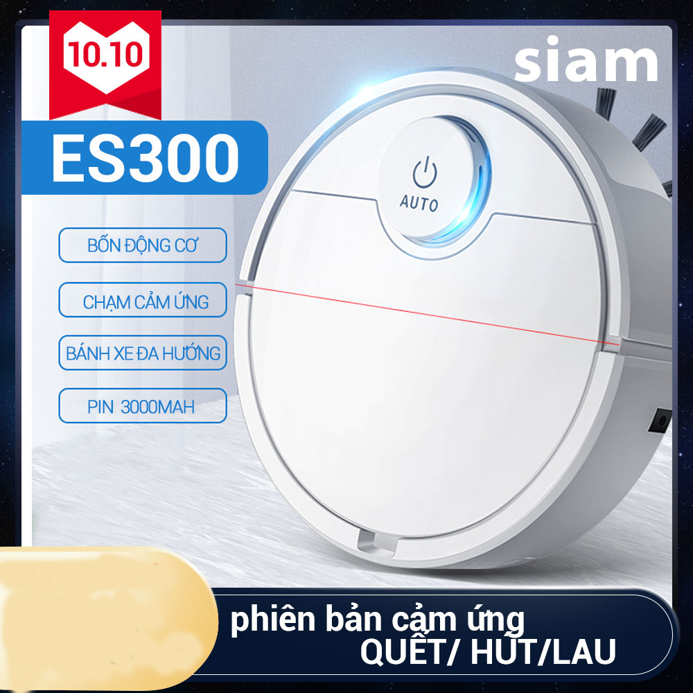 Robot hút bụi thông mình lau nhà tự động ES300 sạch mọi ngõ ngách, Led Cảm Biến Chạm, Chống Va Chạm Thông Minh Mẫu Mới