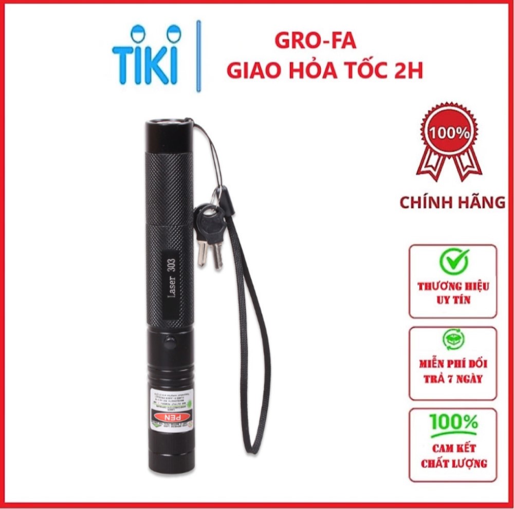 Đèn Pin Laser 303 Ánh Sáng Xanh Có Chìa Khóa An Toàn Cho Trẻ Em - Hàng Chính Hãng