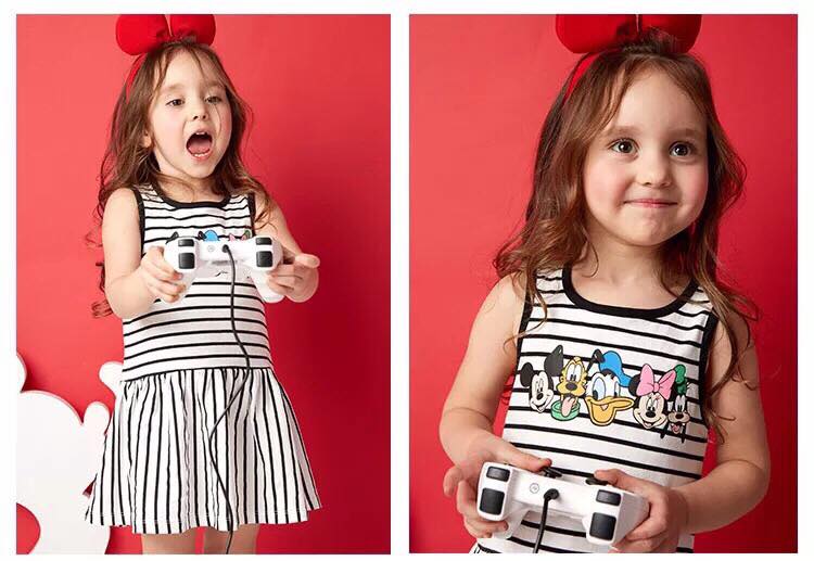 ĐẦM THUN SỌC BÉ GÁI IN HÌNH MICKEY