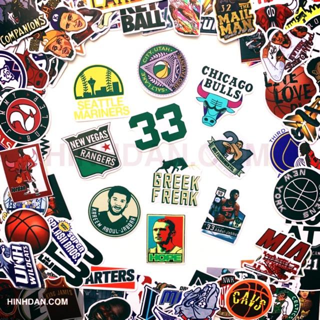 NBA Sticker - Hình dán Bóng Rổ - Dán Trang Trí - Chất Liệu PVC Cán Màng Chất Lượng Cao Chống Nước, Chống Nắng, Không Bong Tróc Phai Màu - Kích thước 4-7cm