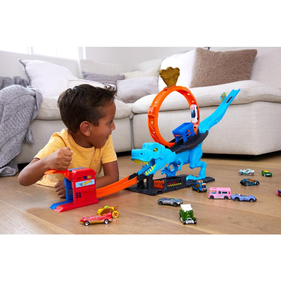 Đồ Chơi Thử Thách Khủng Long T-Rex Nuốt Chửng Siêu Xe HOT WHEELS HKX42
