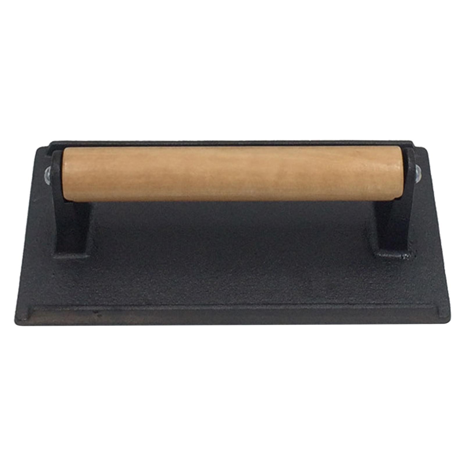 Cast Iron Grill Press Heavy Duty Rectangle Non Stick for Bacon BBQ Steak