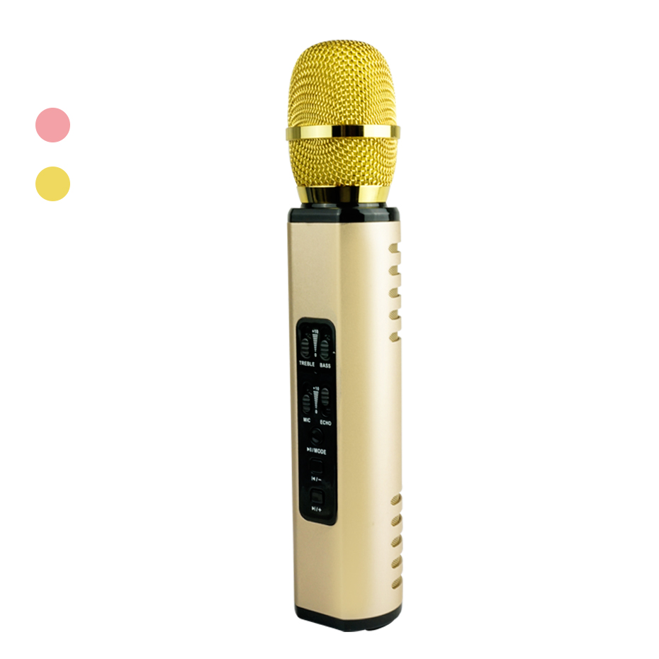 Micro Karaoke Bluetooth cao cấp âm thanh chuẩn HD Bass Treb sống động PKCB14 GOLD - Hàng Chính Hãng