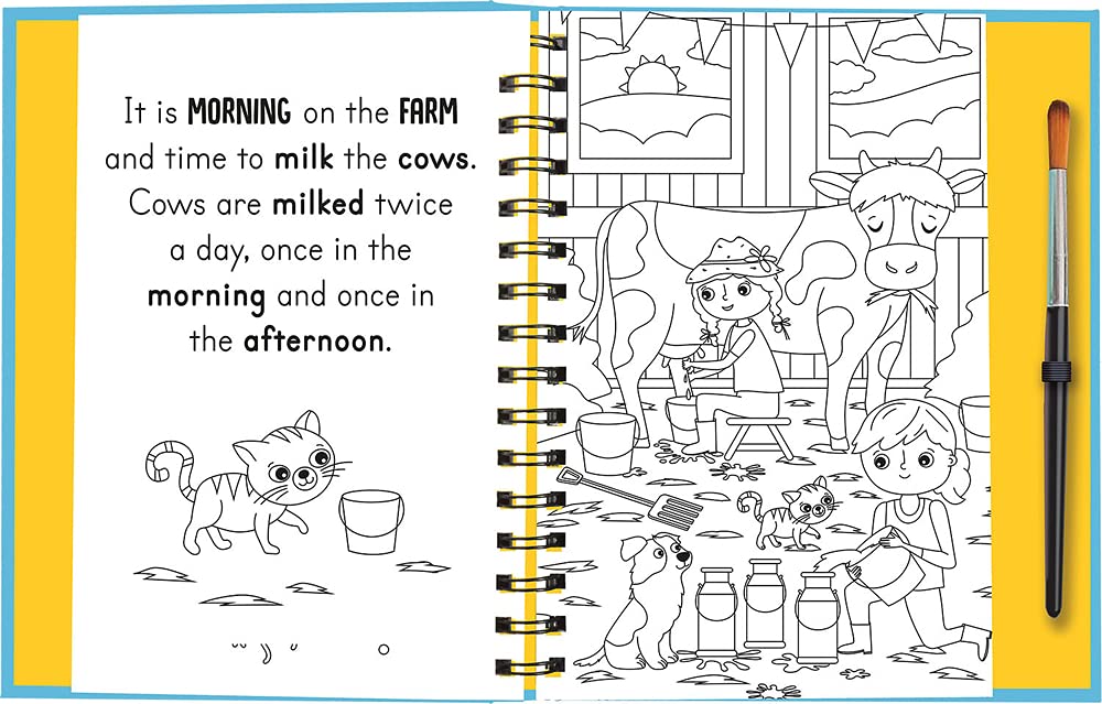 Sách tô màu nước thần kỳ cho bé chủ đề Nông trại (Magic water colouring - Moo and Baa Farm)