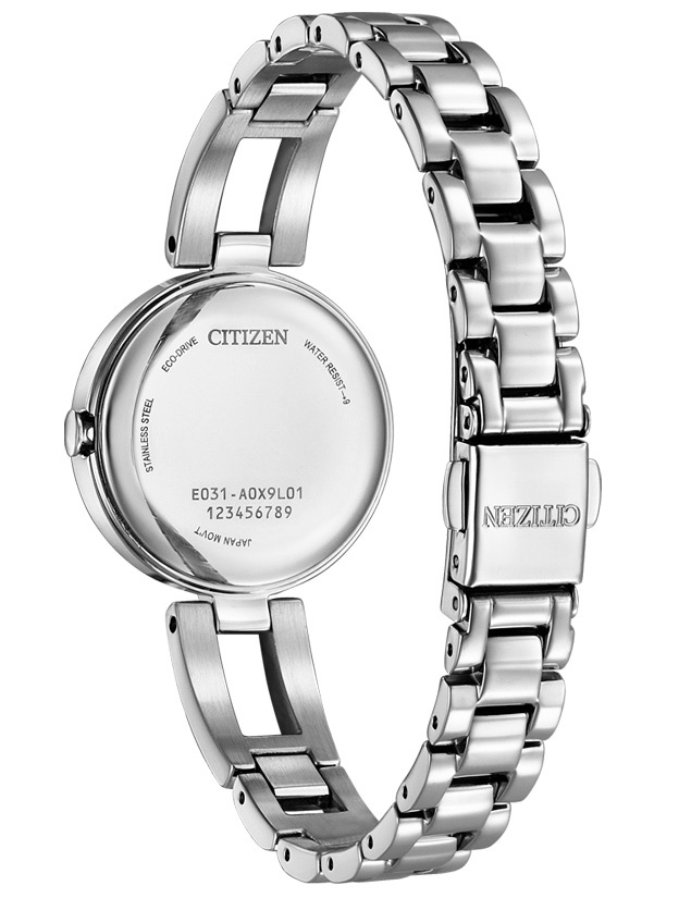 Đồng Hồ Nữ Citizen Eco-Drive Đính Đá Swarovski Dây Thép Không Gỉ EM0801-85N - Mặt Xà Cừ (28mm)