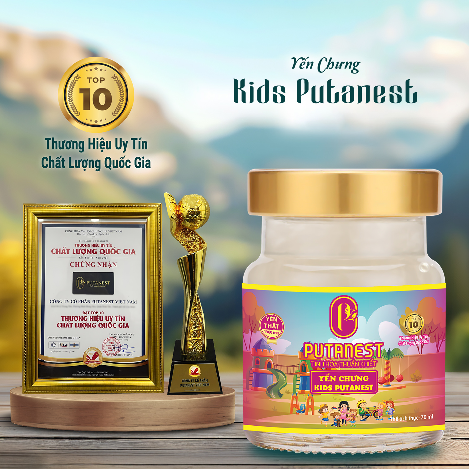 Yến chưng Kids PUTANEST hộp quà tặng cao cấp 12 hũ 70ml tăng đề kháng ăn ngủ ngon bé khỏe mạnh