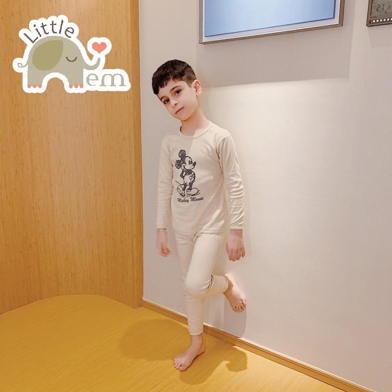 Bộ đồ bé trai/ bé gái Cotton xuất Nhật dài tay _ White mickey
