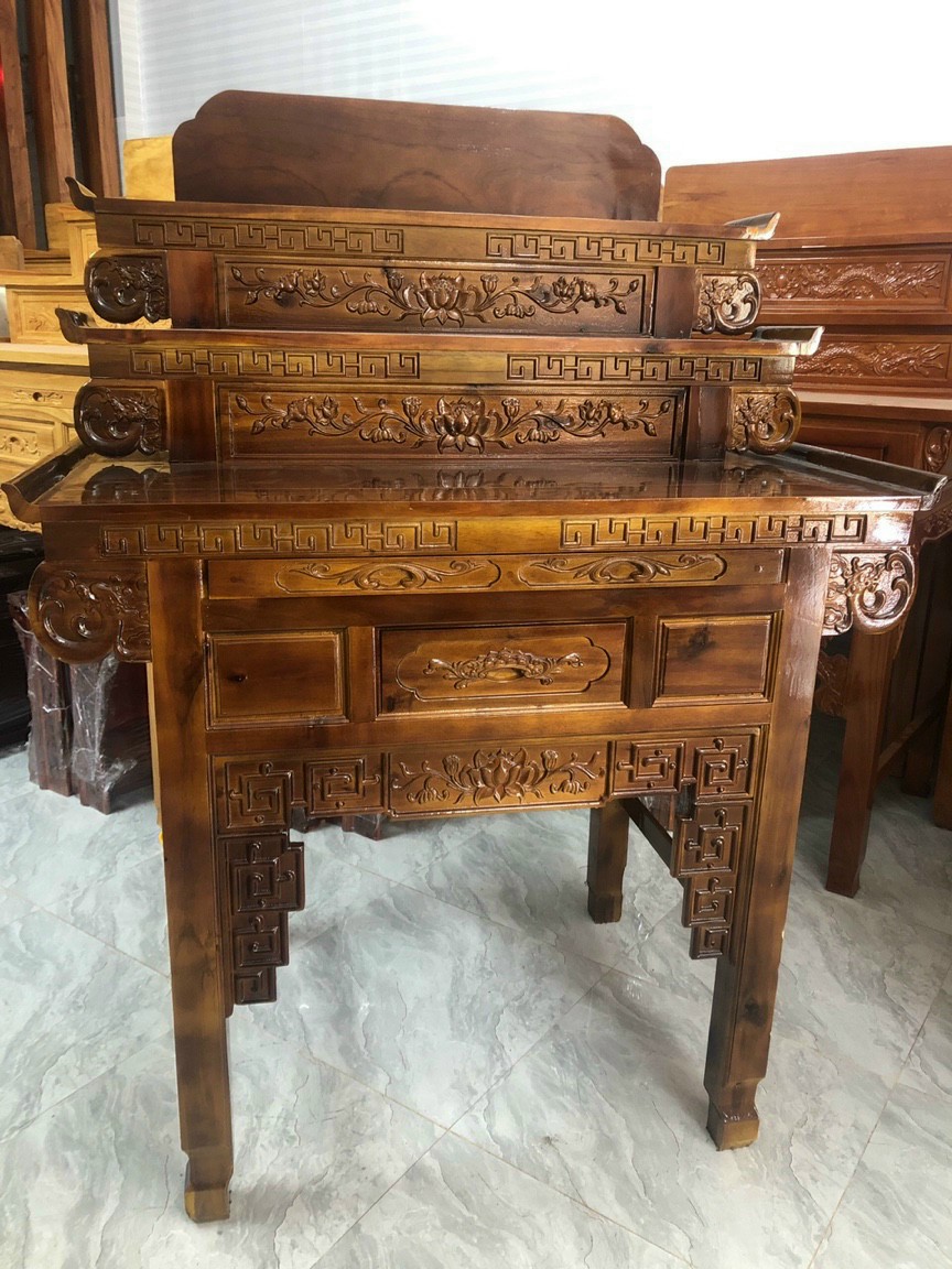 Bàn thờ bàn cúng tam cấp-bàn gia tiên 3 tầng gỗ tràm nhiều kích thước