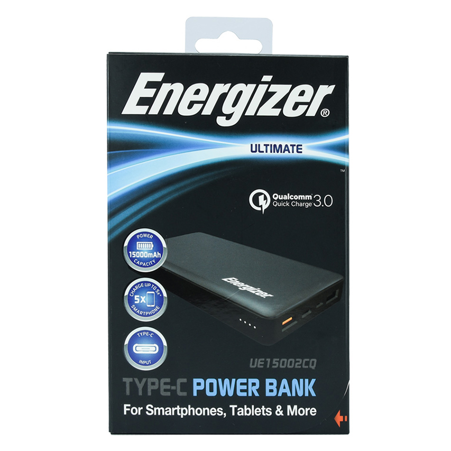 Pin Sạc Dự Phòng Energizer 15.000mAh QC 3.0 UE15002CQ  - Hãng Chính Hãng