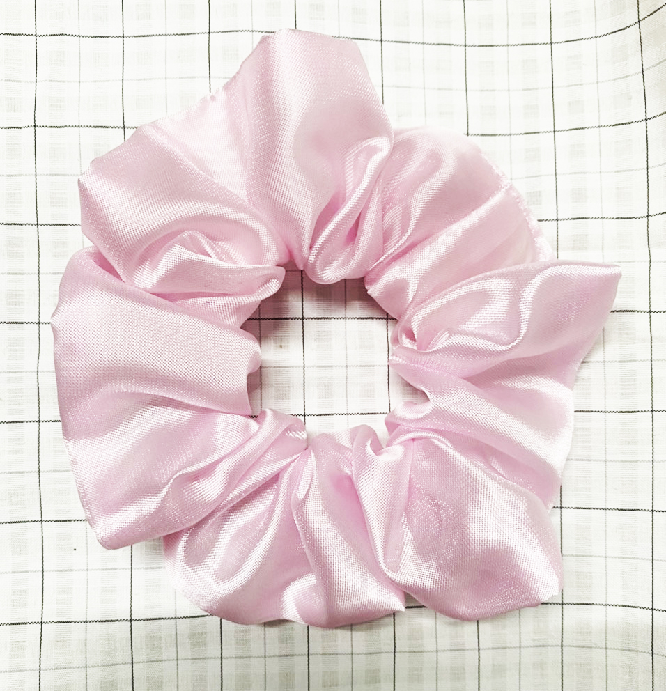 Cột tóc scrunchies vải dày màu hồng ánh kim, đeo cột tóc đều đẹp - loại big size