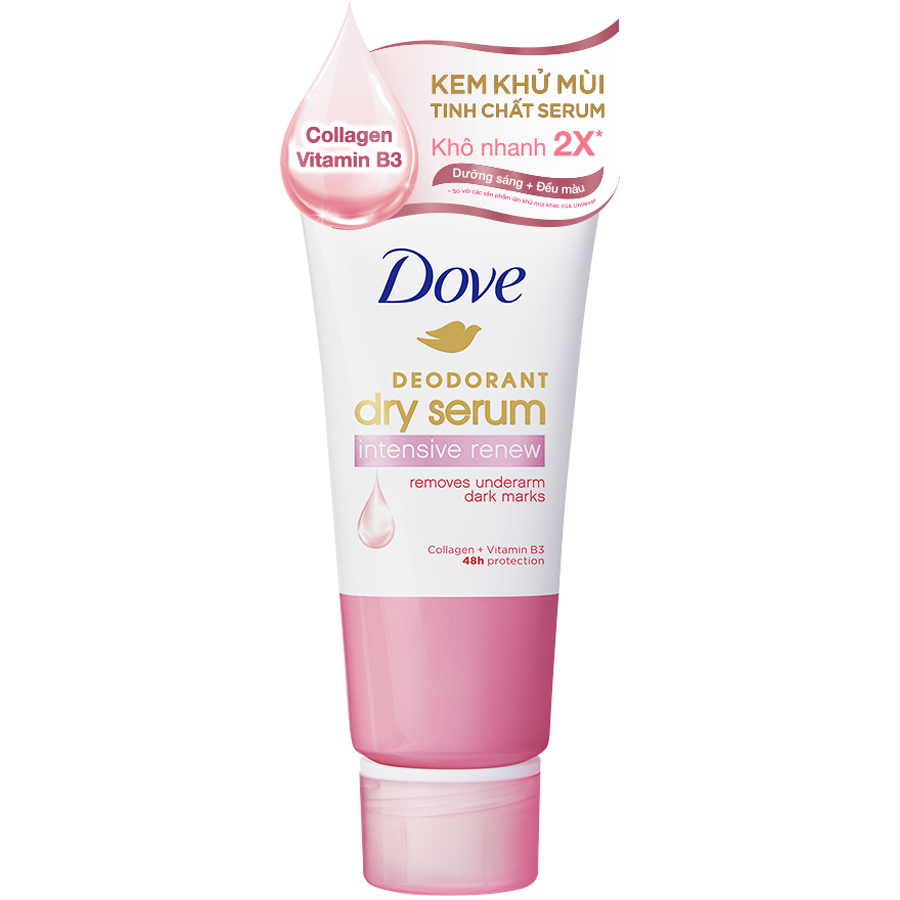 Combo 2 Kem khử mùi Dove tinh chất serum dưỡng da sáng mịn đều màu &amp; thu nhỏ lỗ chân lông 50ml