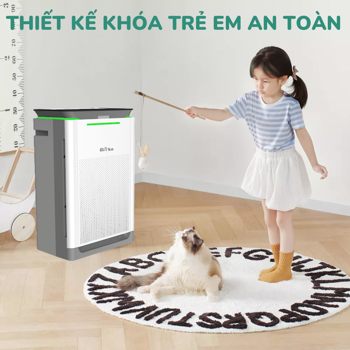 Máy lọc không khí và bù ẩm chính hãng Airko AK50M-R (60m2)/ Tính năng thông minh/ SP thiết yếu cho gia đình và Văn phòng