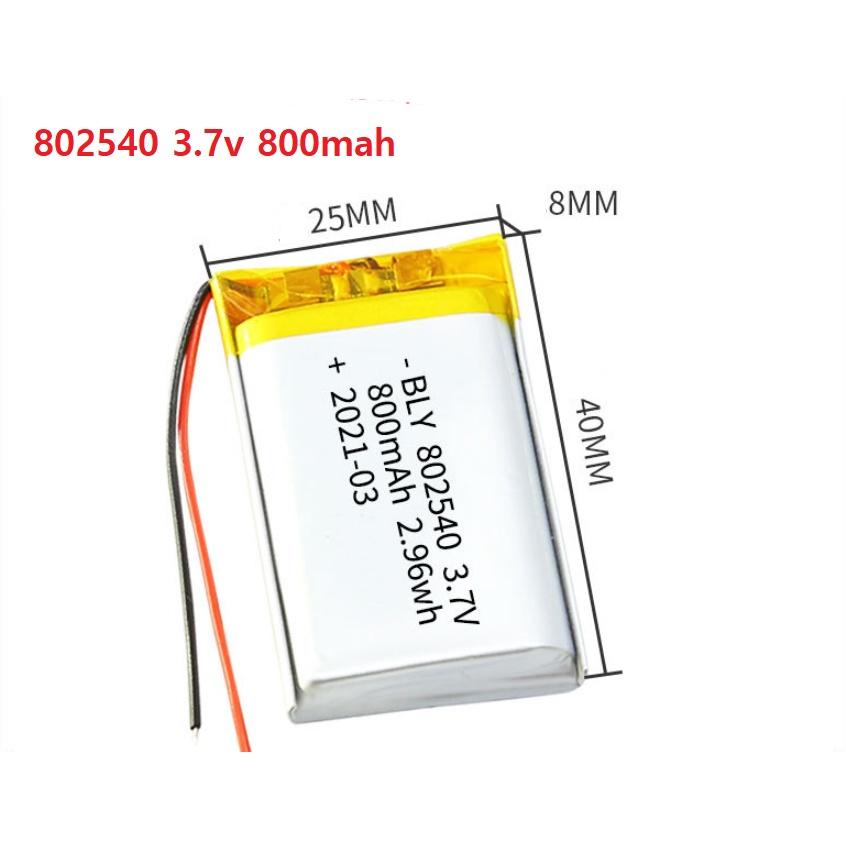 Pin Sạc Lithium Polymer 3.7V 800mah 802540 Cho tai nghe,loa Mp3 MP4 MP5 GPS PSP Bluetooth hàng mới