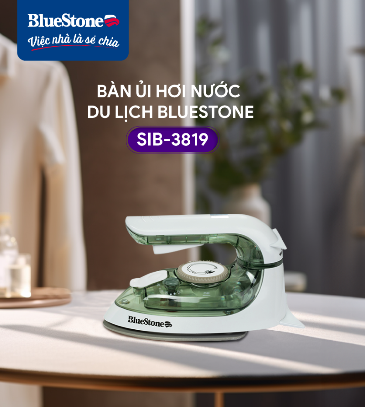 Bàn ủi hơi nước du lịch mini BlueStone SIB-3819 (1200W) - Hàng Chính Hãng