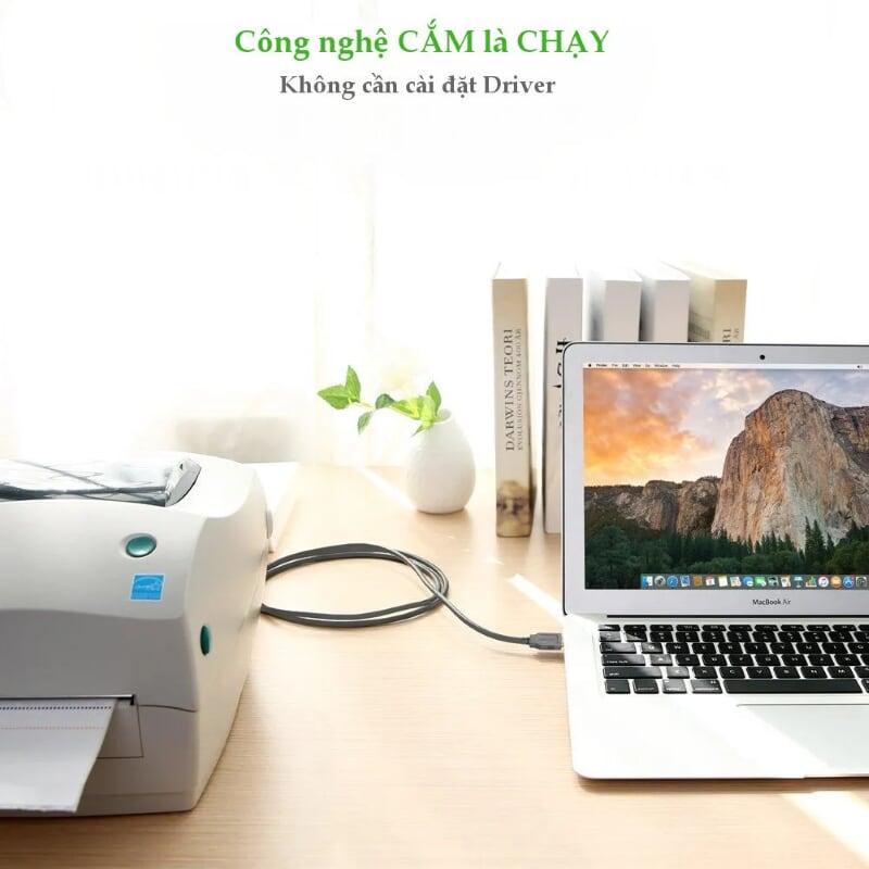 Ugreen UG20795US167TK 3M màu Đen Cáp tín hiệu chuyển đổi USB 2.0 sang DB25 âm cao cấp - HÀNG CHÍNH HÃNG