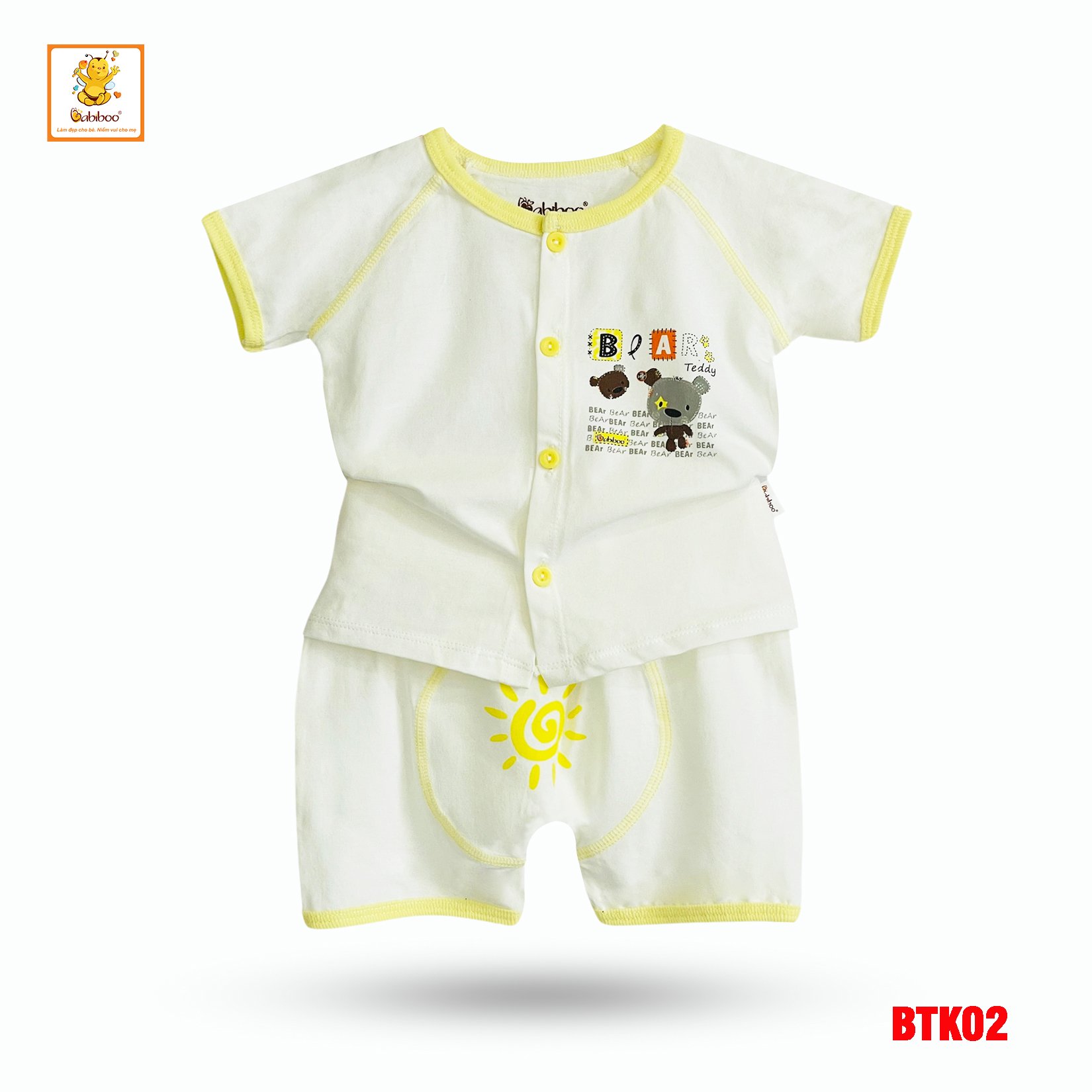 Quần áo sơ sinh bé trai, bé gái BABIBOO vải cotton 4 chiều, mềm mại (3kg-12kg) BTK02