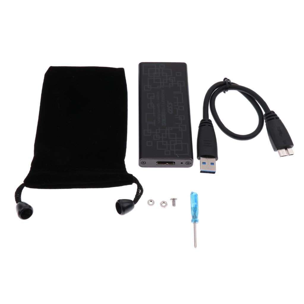 M.2 SSD to USB 3.0 External HDD Case Enclosure Adapter Converter Black