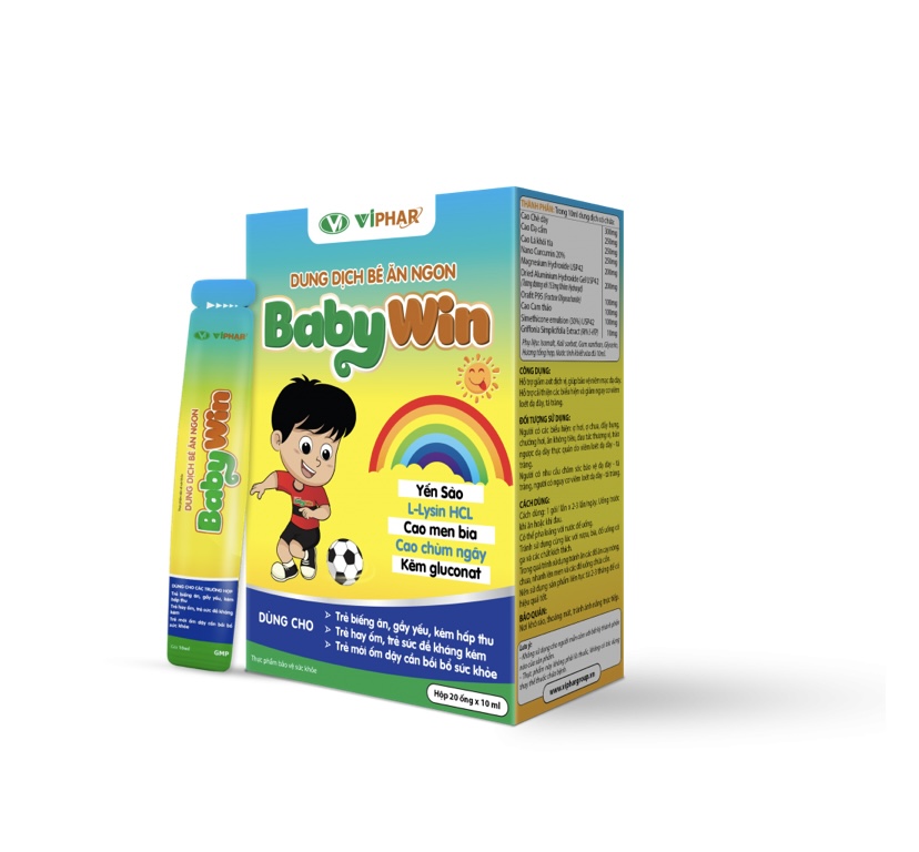 (CHÍNH HÃNG) Dung dịch bé ăn ngon BABYWIN (hộp 20 gói x 10ml) giúp bé ăn ngon, tăng cường hấp thu dưỡng chất, bồi bổ cơ thể, tăng sức đề kháng, cao lớn, thông minh