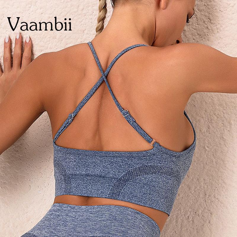 Nữ Liền Mạch Rỗ Áo Ngực Thể Thao Không Có Xương Người Phụ Nữ Mùa Hè Hàng Đầu Với Ly Dây Criss Cross Hở Lưng Thể Thao Áo Ngực Thể Thao