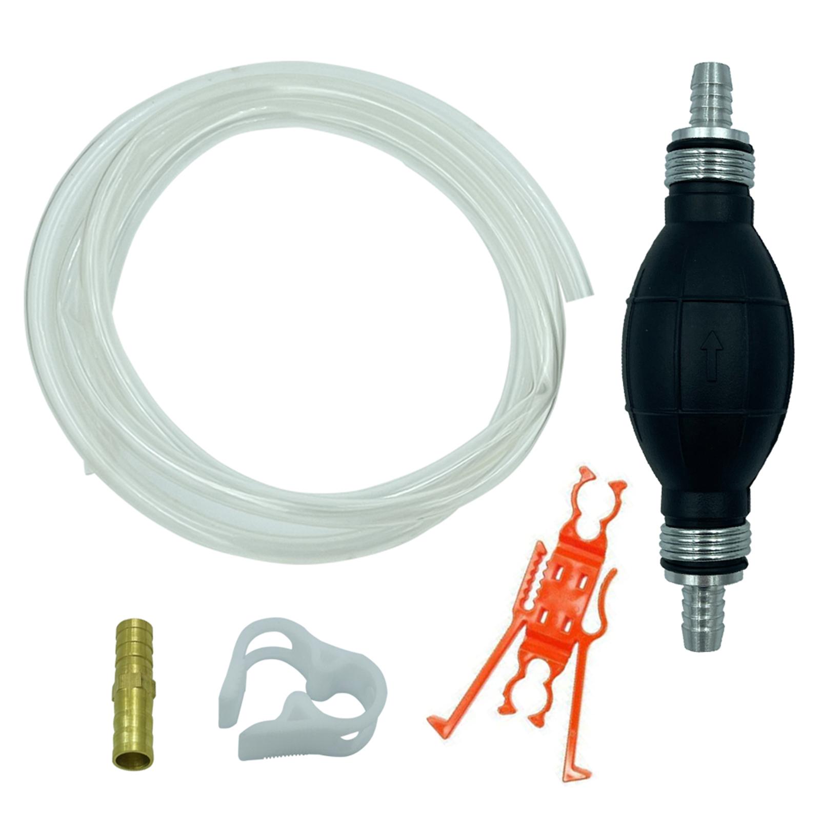 Fuel Transfer Siphon Pump Kit Rubber Oil Extractor&PVC Hose&Hose Retainer Clip&Shut-Off Clip&Brass Weight/Extender