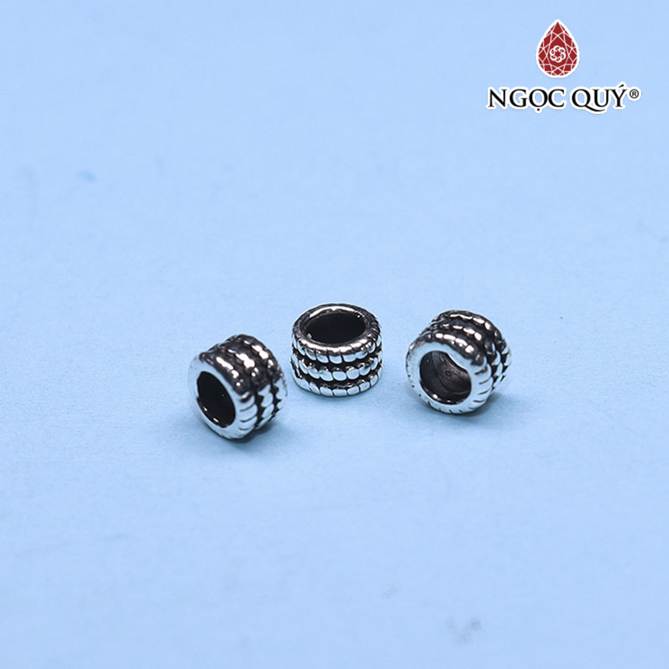 Charm bạc chặn hạt hình bánh xe - Ngọc Quý Gemstones