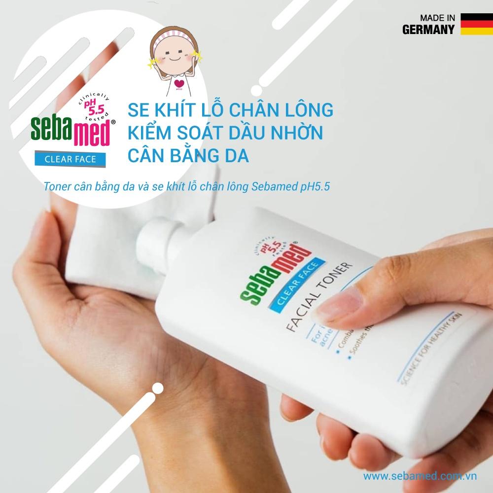 Nước hoa hồng cân bằng, se khít lỗ chân lông Sebamed Facial Toner pH5.5 chai 150ml