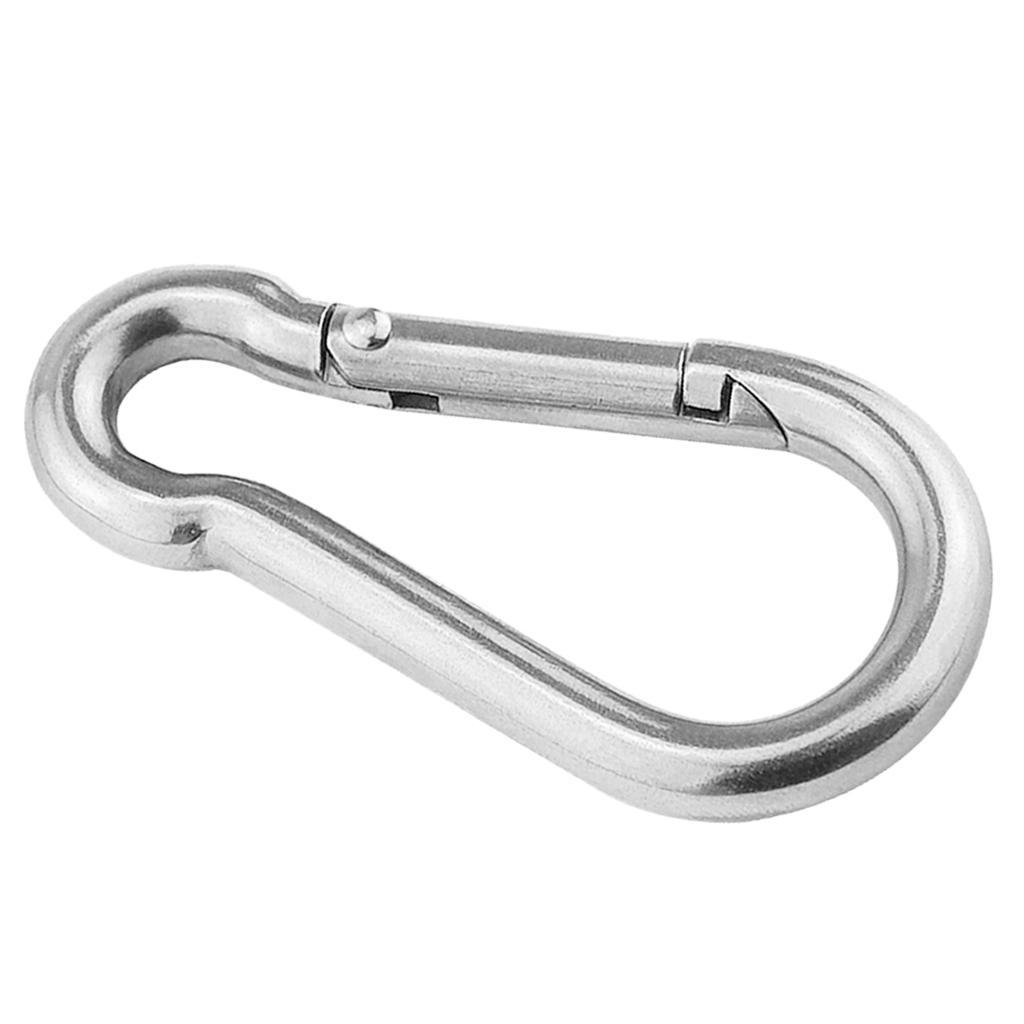 5Pcs 304 Stainless Steel Spring Snap Carabiner Quickdraw Keychain 5mm X 50mm