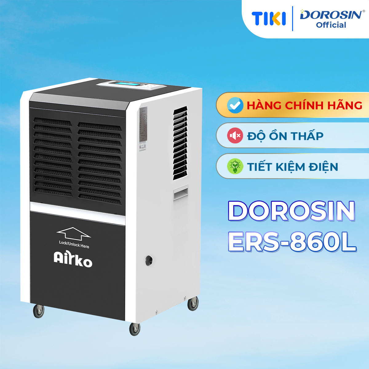 Máy hút ẩm công nghiệp Dorosin - diện tích dùng 80-120m2 - công suất 60 lít/24 giờ - dùng cho nhà xưởng, phòng y tế - Hàng nhập khẩu chính hãng