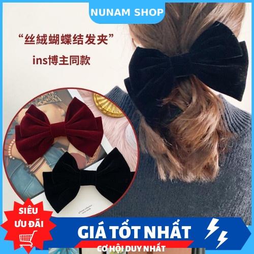 Kẹp tóc nơ nhung size lớn màu cực xinh phong cách tiểu thư , nàng thơ Nunam shop