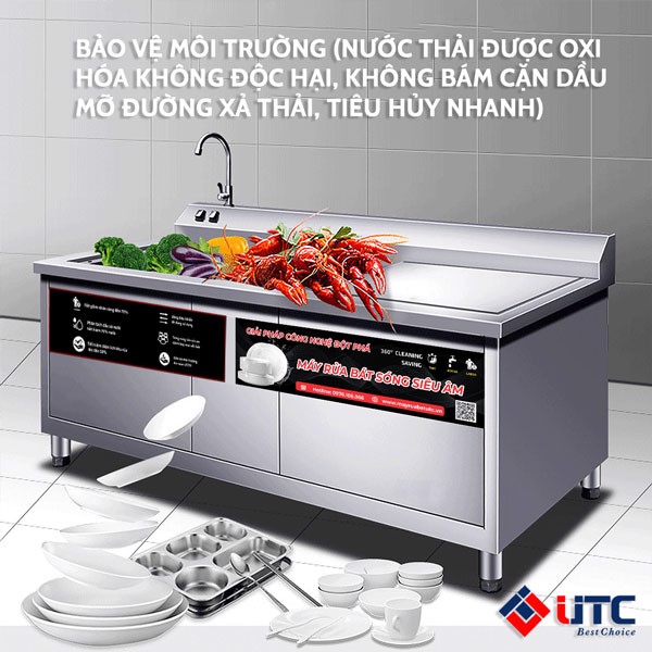 Máy rửa bát sóng siêu âm UTC-1000HS hàng chính hãng giải pháp công nghệ mới cho bếp công nghiệp tiết kiệm nhân công, tối ưu chi phí