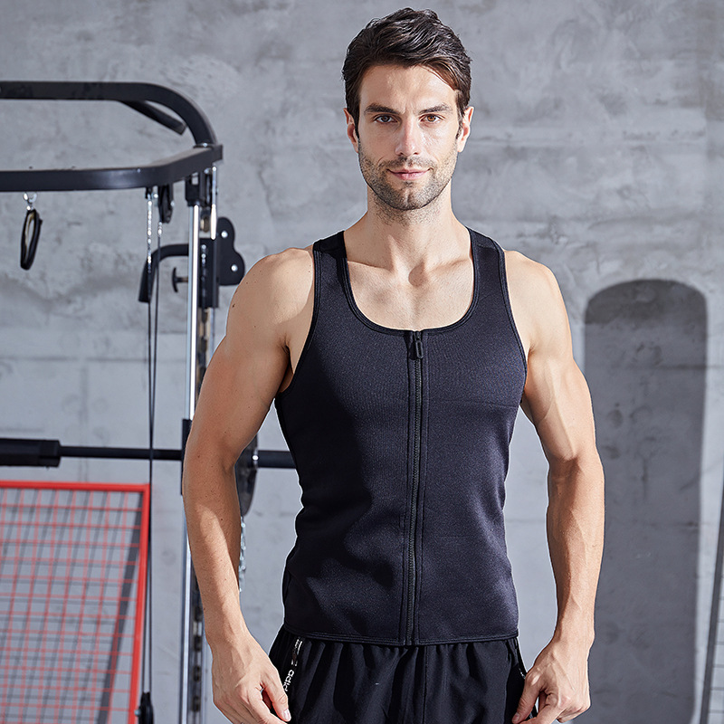 Men's Rubber Zipper Vest Shapewear Tunic Vest Fitness Clothes Abdomen Slimming Vest Sculpting