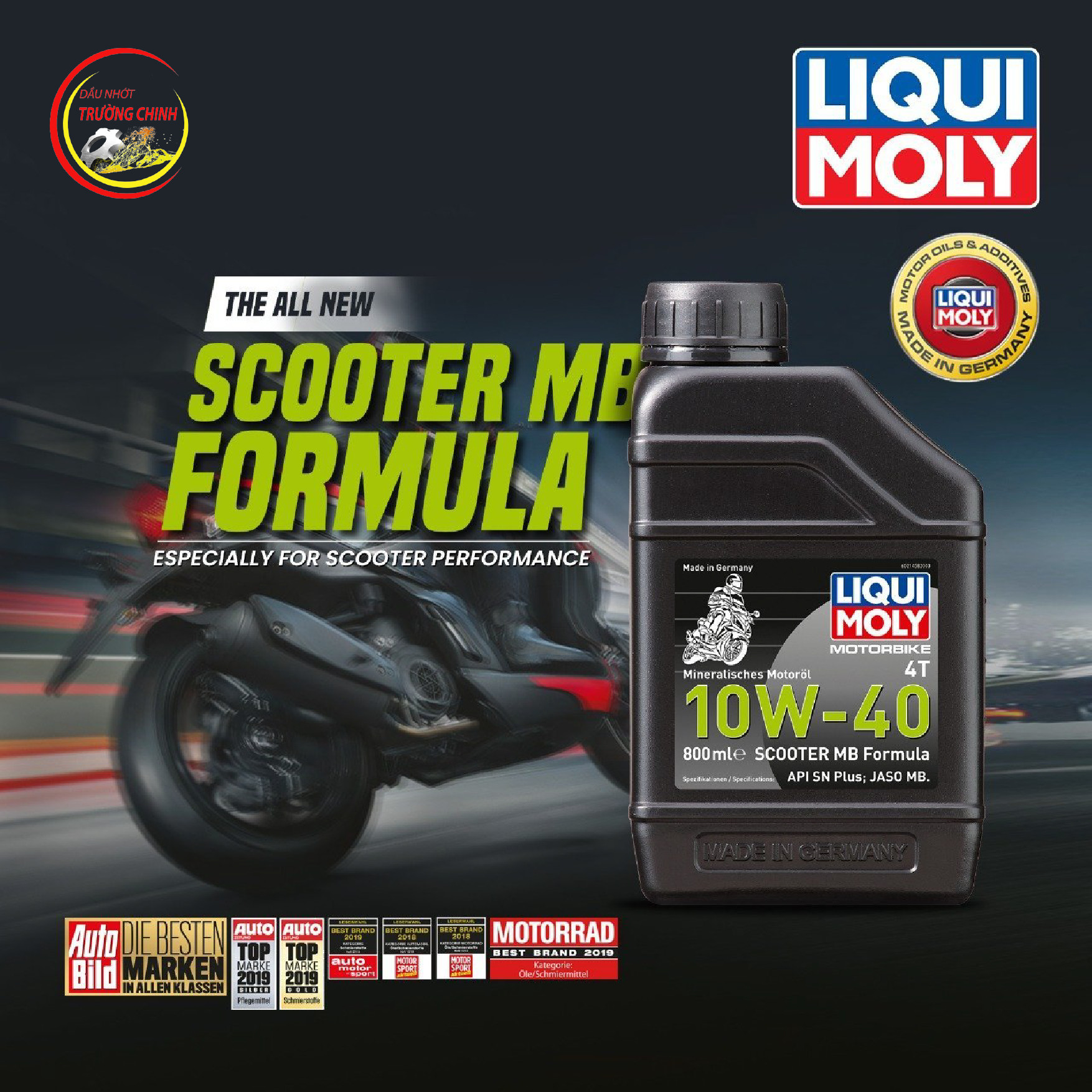 Nhớt Liqui Moly 10W-40 SCOOTER MB Formula 800ML dành cho xe ga