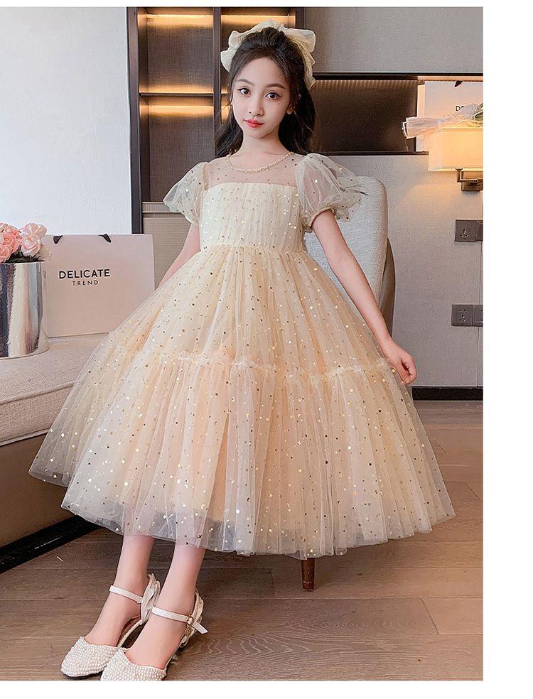 CHENGRUI Cô gái ăn mặc mùa hè 2023 trẻ em lưới đỏ mỏng lưới váy cô gái nhỏ mùa hè tây váy công chúa