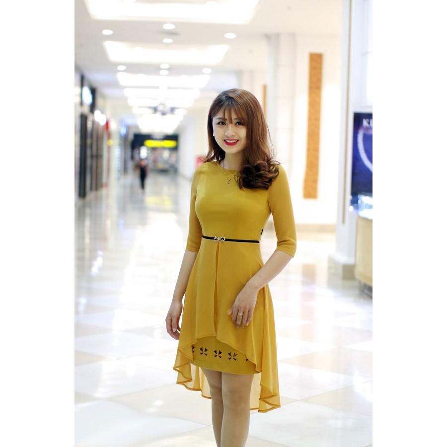 Đầm ôm phối chiffon V38 cao cấp