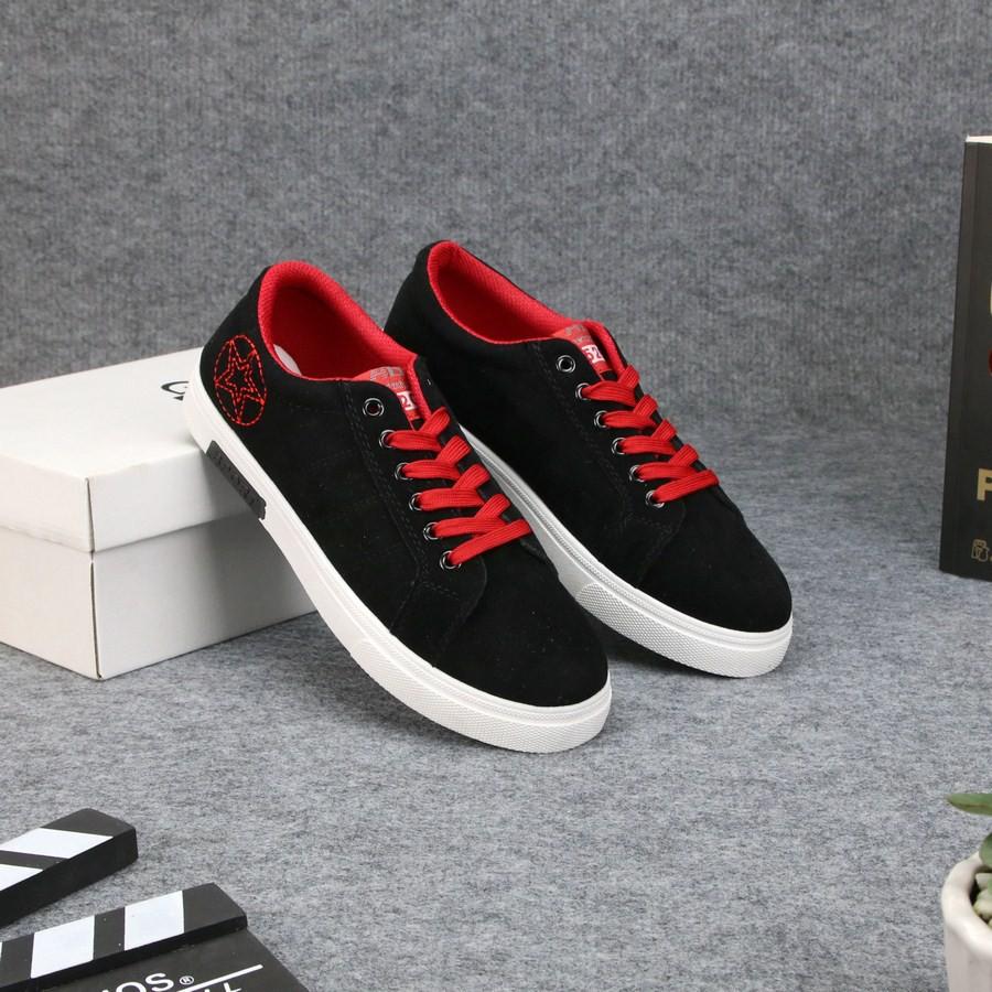 Giày sneaker nam đen sao đỏ chất lượng cao GN371 Gấu Nâu