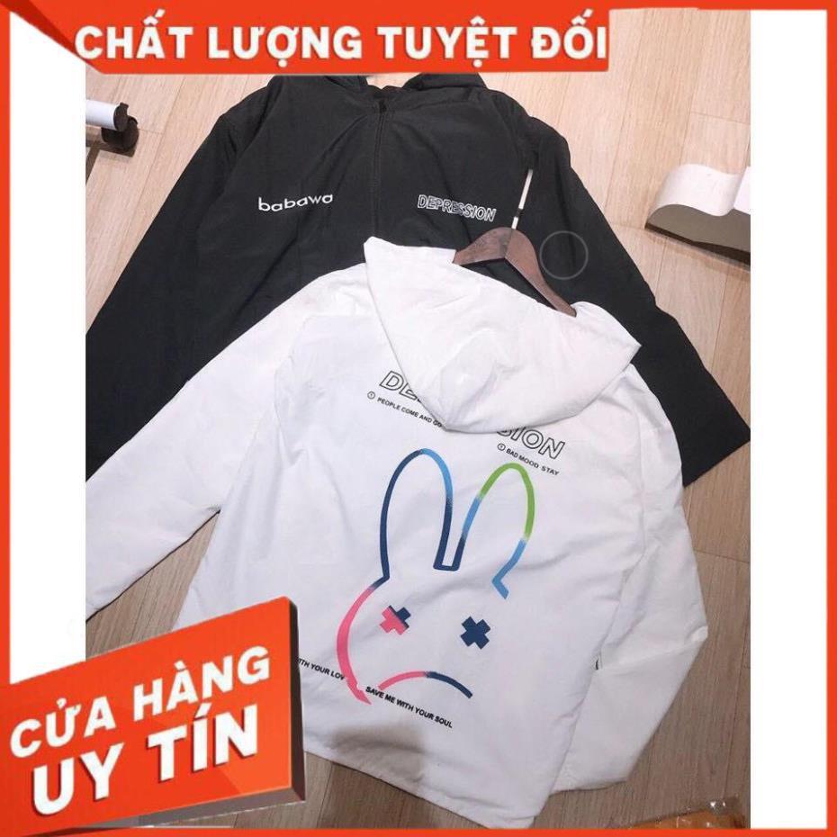 Áo khoác Dù In Hình Thỏ form đẹp,  Áo Khoác Dù Cặp Đôi.