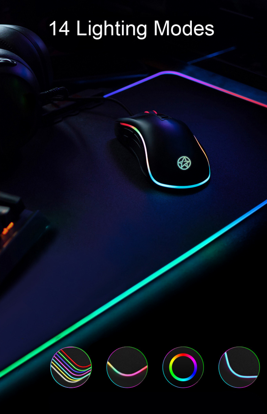 Miếng lót chuột LED RGB pad chuột gaming chơi game deskpad cỡ lớn viền sáng led chống trượt nhiều chế độ siêu đẹp – Hàng chính hãng