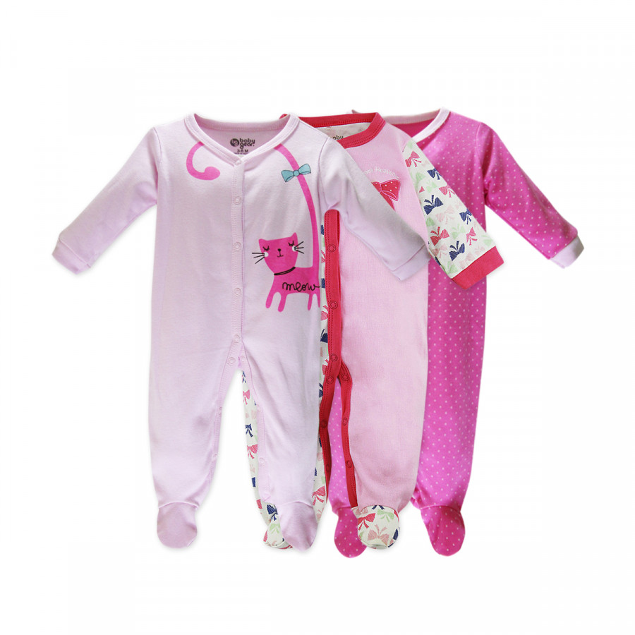 Combo 3 áo liền quần có tất cho bé gái